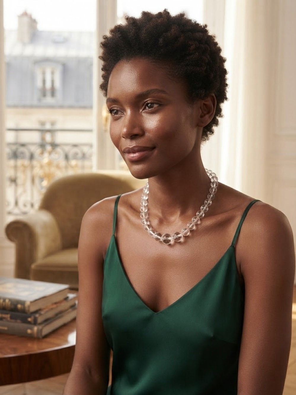 Clear Crystal Bead Necklace - Elegant Statement for Women